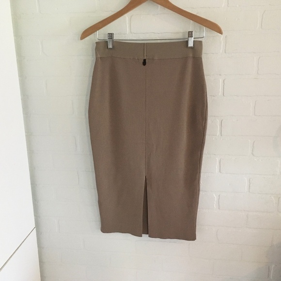 Rudsak Column knit Skirt Taupe beige brown Viscose Nylon Stretch Lightweight S - Picture 8 of 15